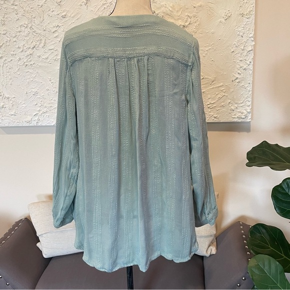 Soft Surroundings Green Beaded Embroidered Soutache Nimi Tunic Pockets Top Sz L - Picture 6 of 9